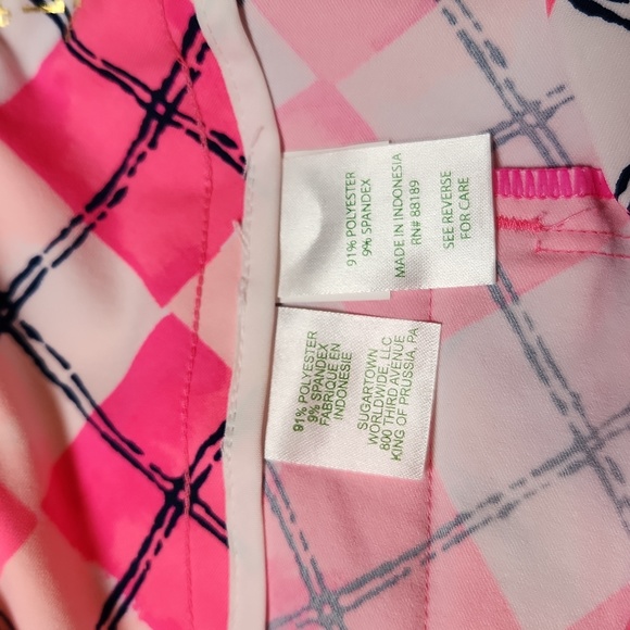 Lilly Pulitzer Reid Shorts Pink Argyle "Glow and Flow" Golf Luxletic Zip sz 14 - Picture 12 of 13